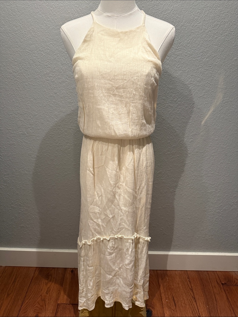 Lightweight Cream Halter Maxi Dress